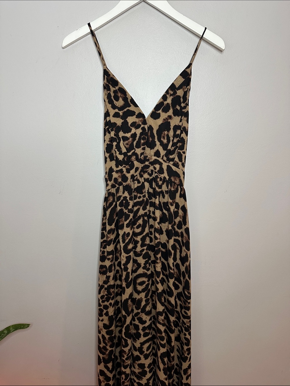 Leopard Print Spaghetti Strap Maxi Dress - Brown/Black size 12